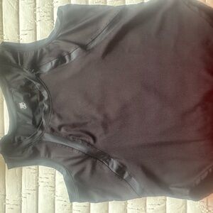 Tail Black Tank Top with Ruched Neckline